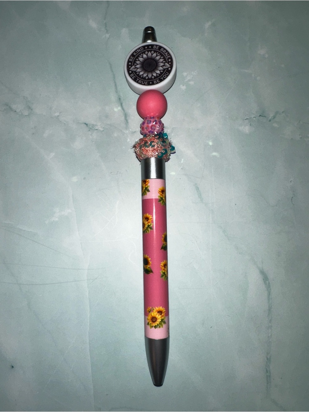 Sunflower Beaded Pen - Be Kind, Be Brave, Be True, Be You